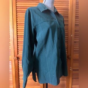 Talbots Forest Green Button Down Shirt Jacket